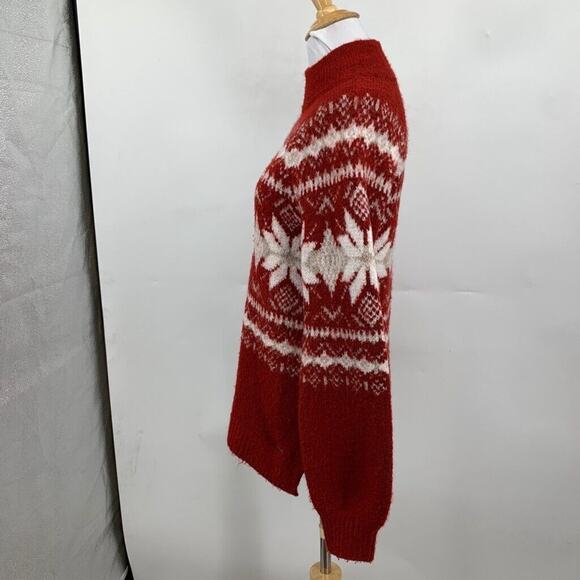 Abercrombie & Fitch Sweater Womens S Small Cardinal Fair Isle Mock Neck Acrylic - Picture 4 of 11
